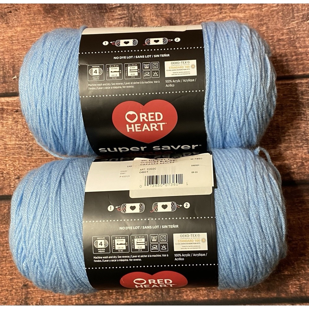 Red Heart Super Saver Jumbo Yarn Bluebell 4-Medium 14 oz/744 yards Lot of 2 - Picture 5 of 5